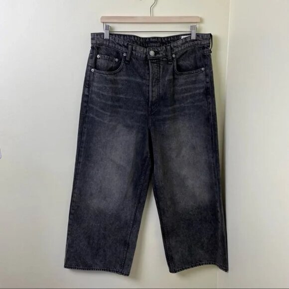 NWT Rag & Bone Maya High Rise Shorty Wide Leg Jeans in Black Opal Size 34 - Picture 8 of 13